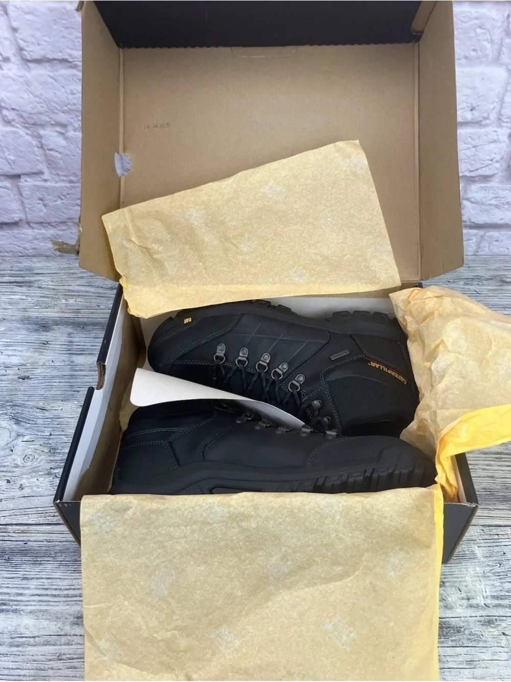 Caterpillar Black Men's Rugged Lace-Up Work Boots